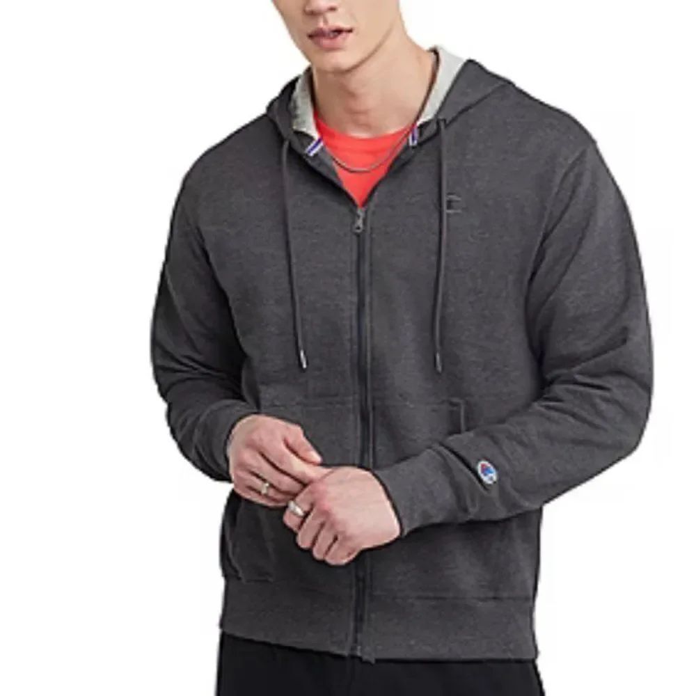 Champion Gray Zip Front Sweater Hoodie Size S